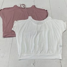 Shein Pink & White 2 Pack Cold Shoulder Short Sleeve Tops Women's Size Large