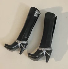 Moxie Teenz Melrose Shoes Replacement Tall Black Heel Boots w/ Silver Accents