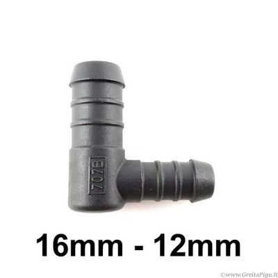 L-Stück Stachel 16 - 12 mm Schlauch Rohrverbinder Fitting Verbinder Luft...