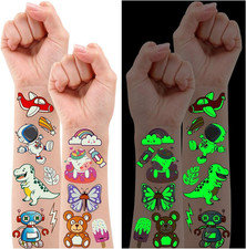 380 Styles 30 Sheets Luminous Tattoos for Kids, Mixed Styles Temporary Tattoos