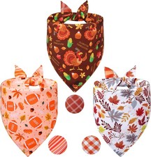 Thanksgiving Dog Bandanas XLarge 3PCS, 6 Pattern Fall X-Large, thanksgiving