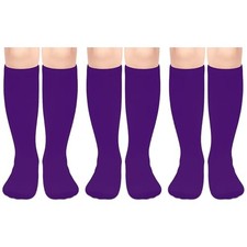 3 Pack Toddler Soccer Socks Kids 6-9 Years 3 Pack Purple Purple Purple