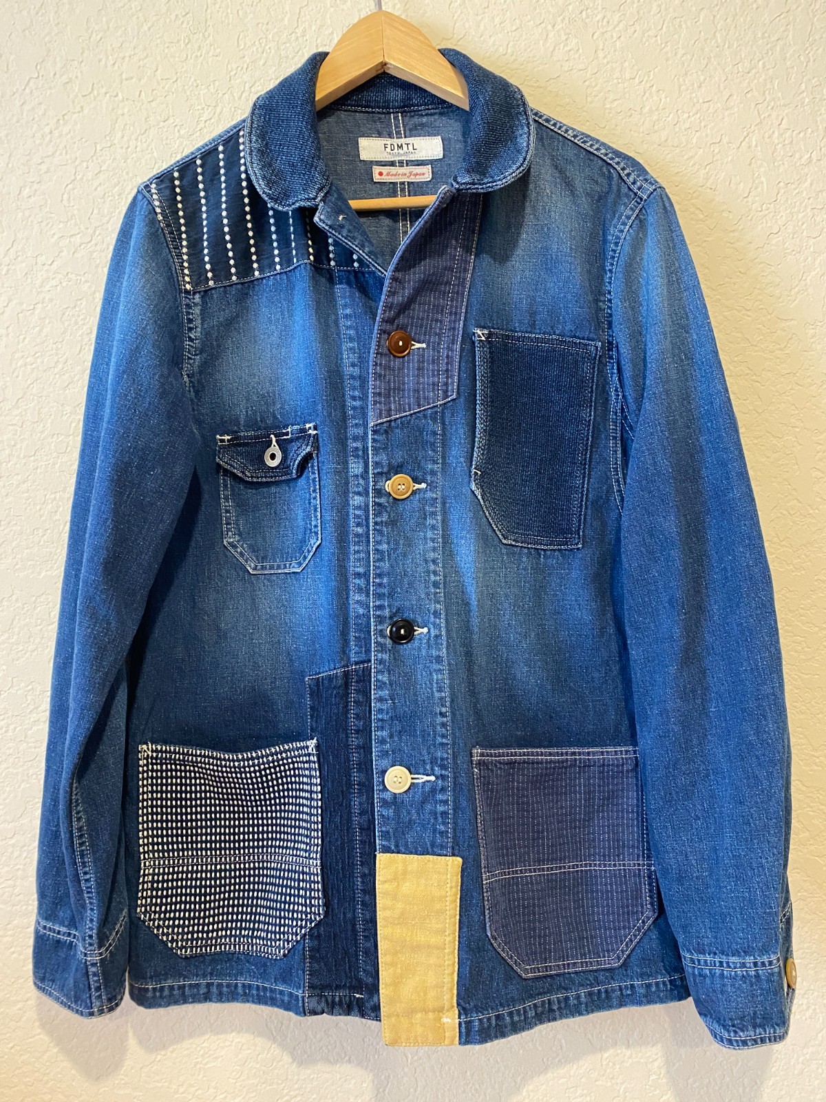 FDMTL Coverall Jacket Patchwork Boro Blue Denim T… - image 1