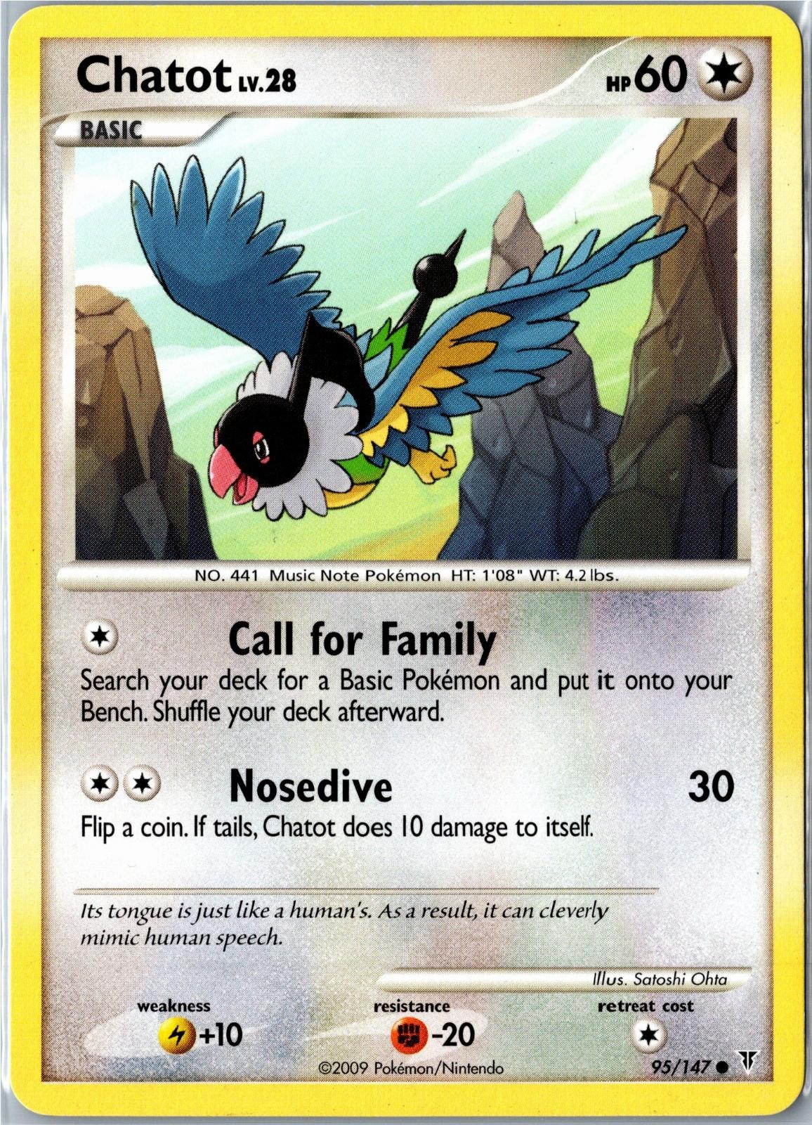 Pokemon Card - Chatot 95/147 Supreme Victors Common Heavily Played