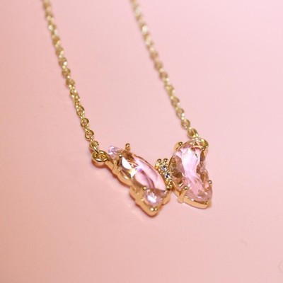 Fashion Women Dream Crystal Chain Necklace Spread Wing Butterfly Pendant 1069