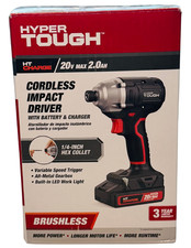 Hyper Tough 20V Brushless Impact Driver 2.0Ah Battery Charger 1/4" Hex 22006.2