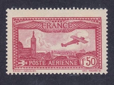 France C5 MNH 1930 1.50fr Deep Carmine View of Marseille Airmail Issue VF