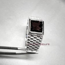 Natural Square Smoky Quartz stone with 925 Sterling Silver New Ring for Men #29