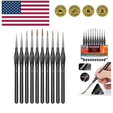 10Pcs Micro Paint Brushes Set with Triangular Handles - For Acrylic, Watercol...