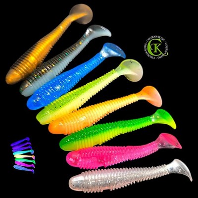 8x 8,5 cm Fat Shad UV Gummifisch Köder Kunstköder Swimbait Drop Shot Barsch Pike