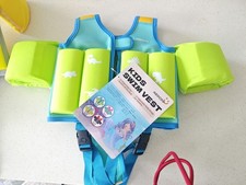 Aecoco Kids Swim Vest Life Jacket Blue Green Dinosaur Print for Children