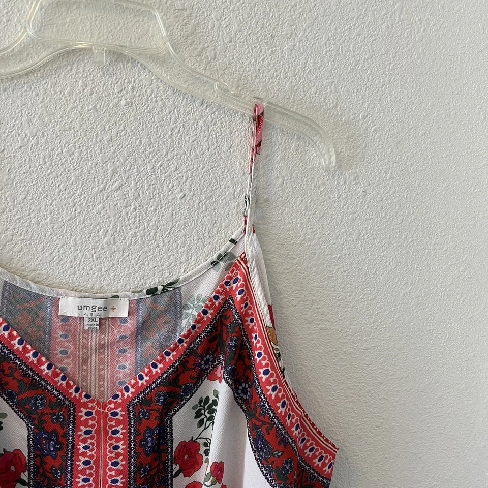 Umgee женщин Майка размер 2XL цветочный шарф печать галстук спереди богемное хиппи - Изображение 4 из 4