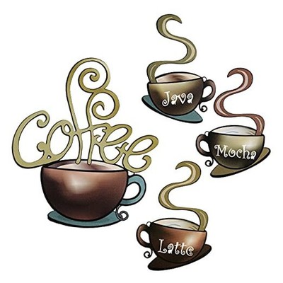 4 Pieces Metal Coffee Cup Wall Decor Coffee Bar Decor Coffee Decor Cafe Themed 