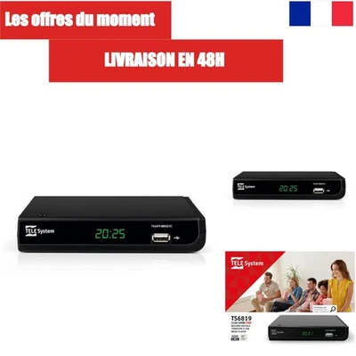 TELE System TS6819 Décodeur TNT HD DVB-T2 HEVC avec Télécommande - Photo 1/3