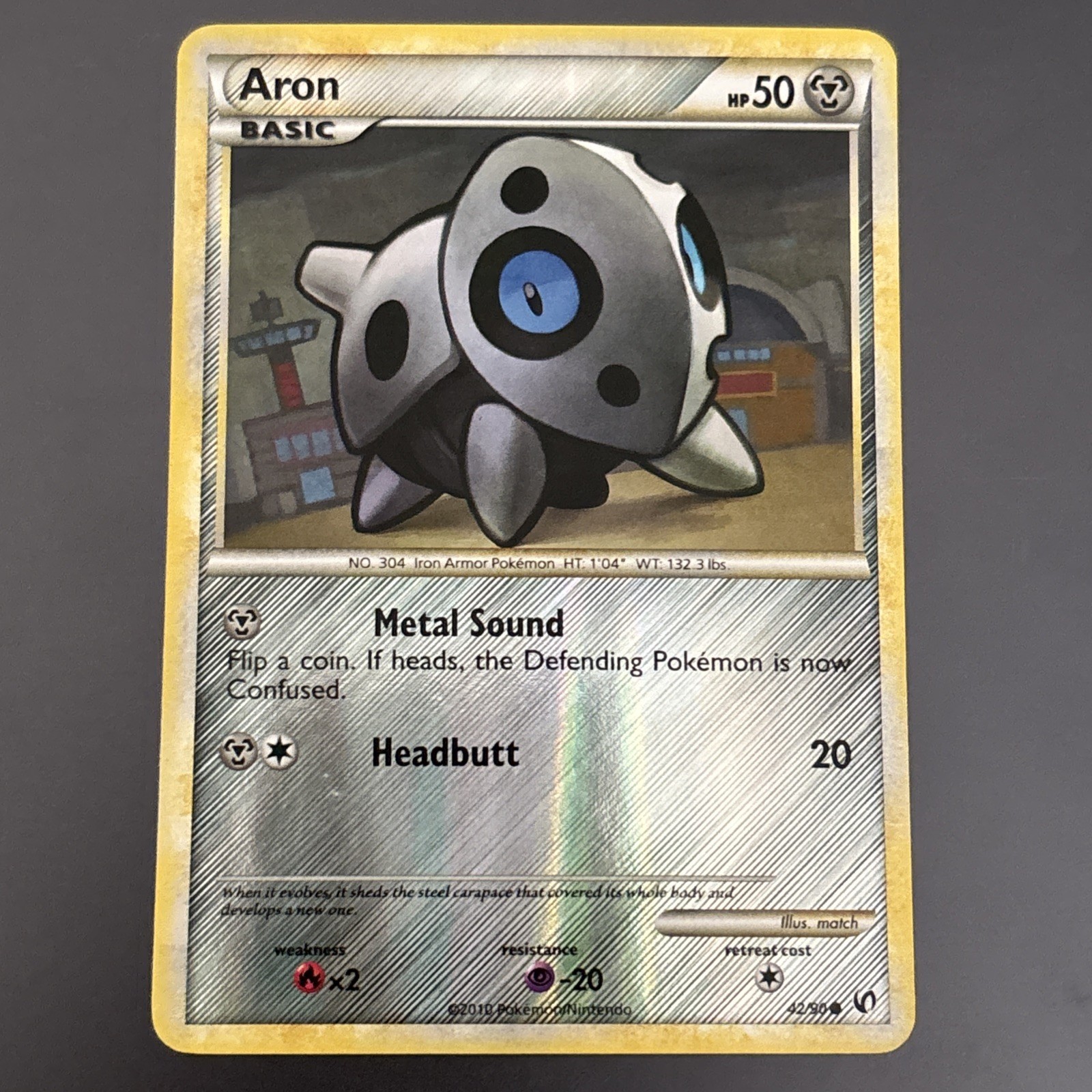 Pokemon Card - Aron Undaunted 42/90 Reverse Holo