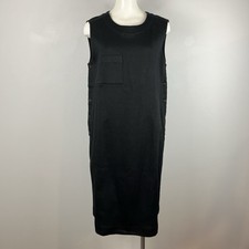 MHL BY MARGARET HOWELL Midi Jumper Dress Black Cotton Minimalist Size Small