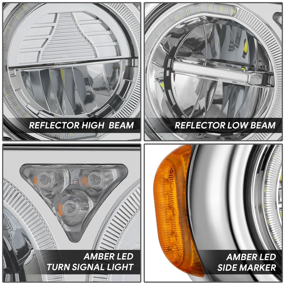 Faros LED cromados completos faros intermitentes para 81-21 Peterbilt 359 379 389 Foto 3 de 4