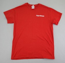 ExxonMobil Volunteer Logo Shirt Mens M Red Gildan Heavy Cotton Dual Side Graphic