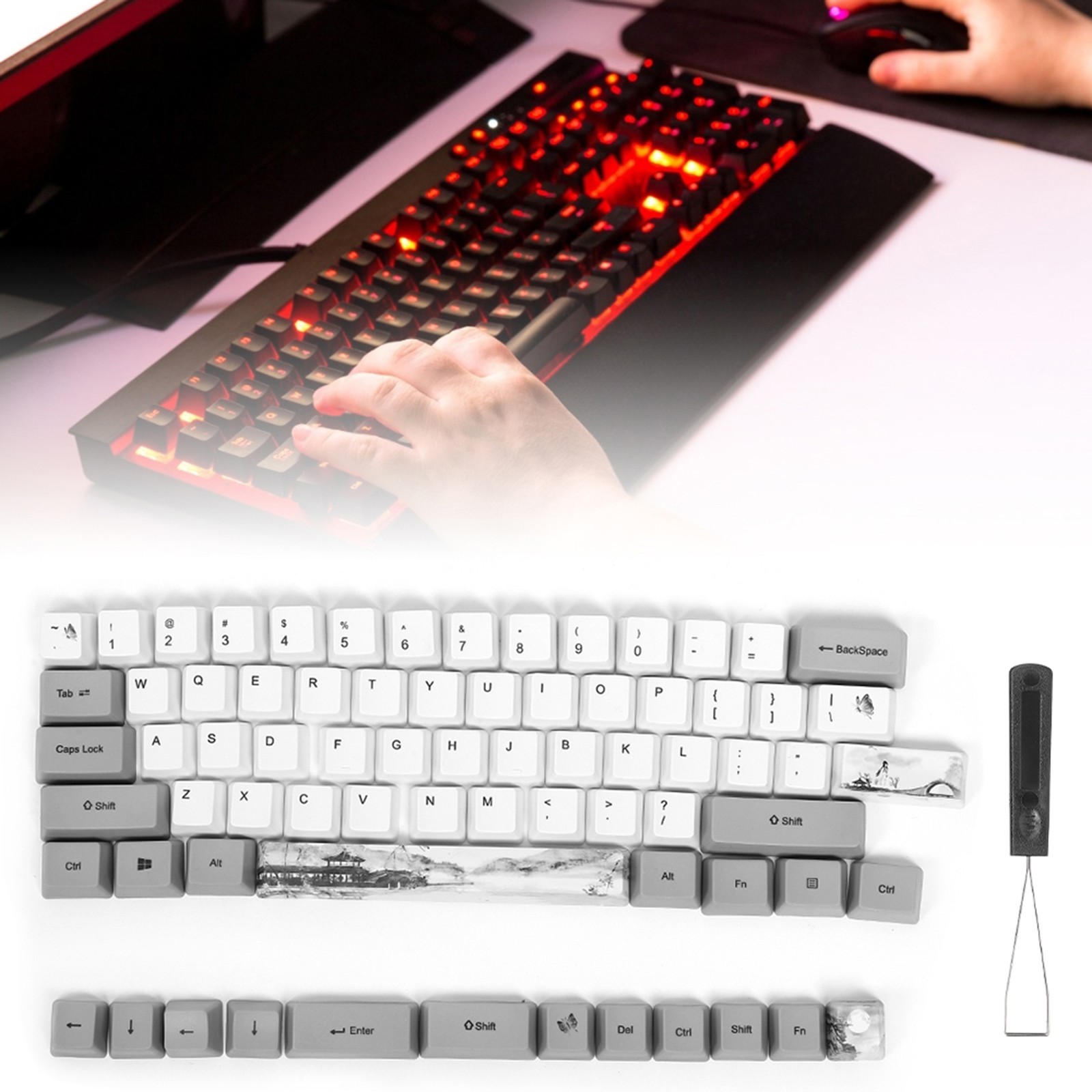 73PCs Sublimation Keycaps PBT Mechanical Keyboard Accessory PC Parts With Cute