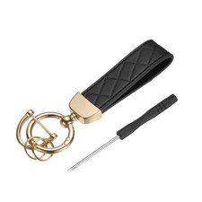1Set Car Key Chain Ring Clip 4.9" Keychain Key Fob with D Ring, Black Gold