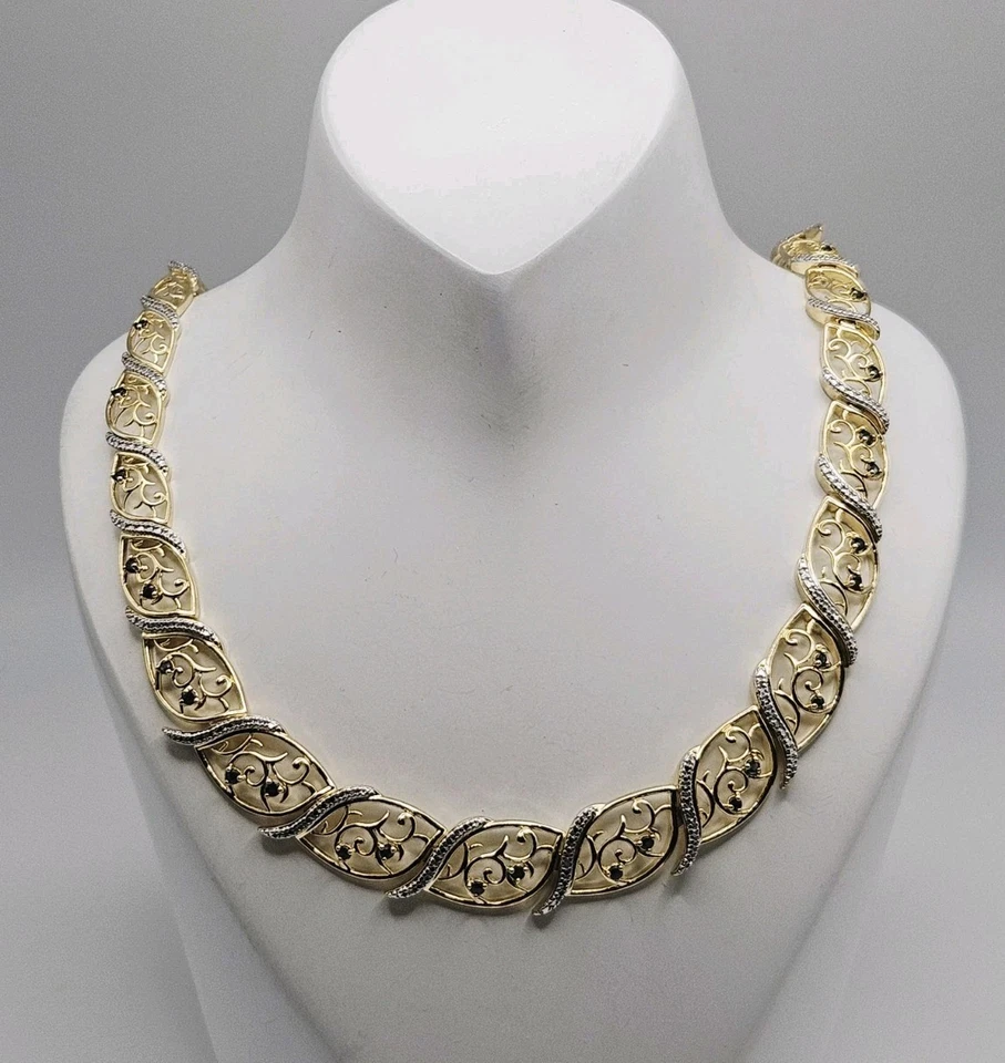 Collar Ross Simons Plata de Ley Zafiro Vermeil y Diamante 18" Foto 2 de 4