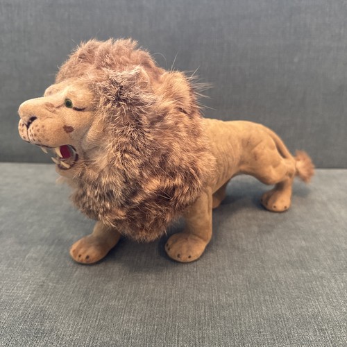 1950’s Vintage Flocked Lion With Real Rabbits Fur Mane RARE  13” Large