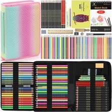 78pcs Drawing Kit Sketching Set Art Supplies with 3-Color Sketchbook Colorful Po