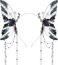 Fairy Butterfly Wings Headband - Flower Fairy Wings Headband with Tassel for Wom