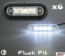 6x Flush Fit Led White Clear Side Marker Lights Lamps For Kelsa Bar 12V 24V E9