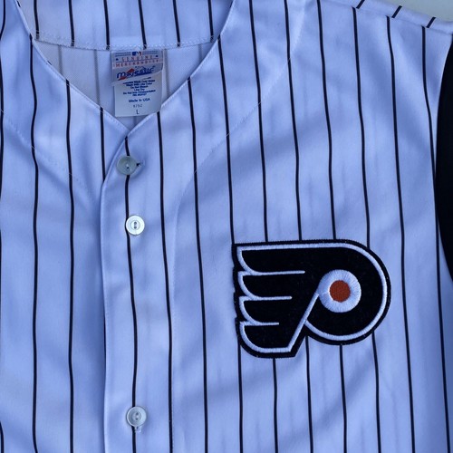 Maglia baseball vintage NHL Philadelphia Flyers Majestic taglia L gessato come nuova - Foto 2 di 8