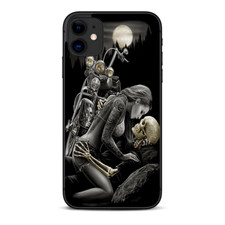 Skins Decal Wrap for Apple iPhone 11 - Biker skeleton full moon tattoo