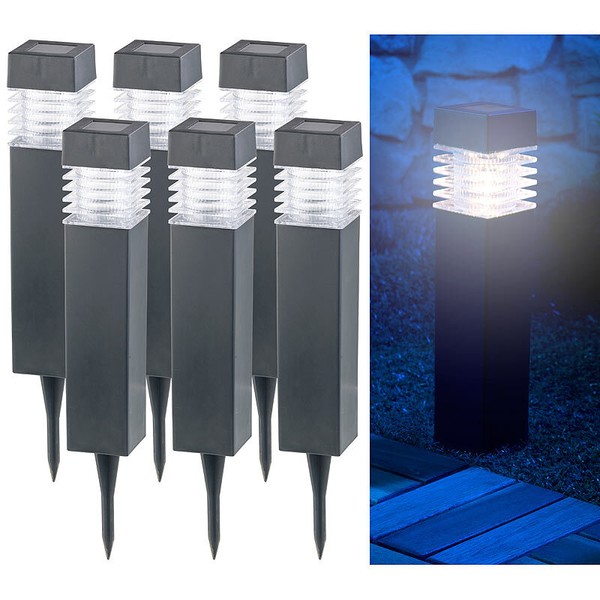 Lunartec 6Er-Set Moderne Solar-Led-Wegeleuchten Mit DäMmerungs-Sensor-image