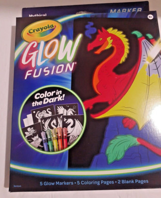 Crayola Glow Fusion Color in the Dark Mythical Creature with marker Coloring Set