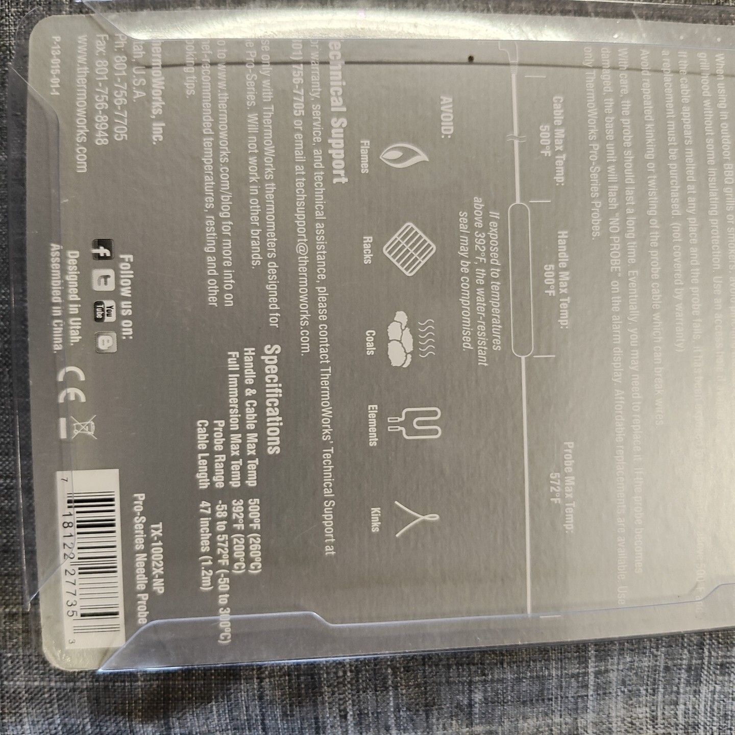 ThermoWorks ProSeries Needle Probe 1/16" Diameter Immersible TX1002X