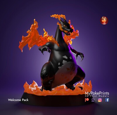 Riesiger Char Drache 150 mm Fanart 3D gedruckt Zum Selbermachen Harz Statue Kit