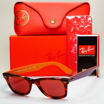Ray-Ban Sunglasses Wayfarer Brown Havana Purple Dark Red
