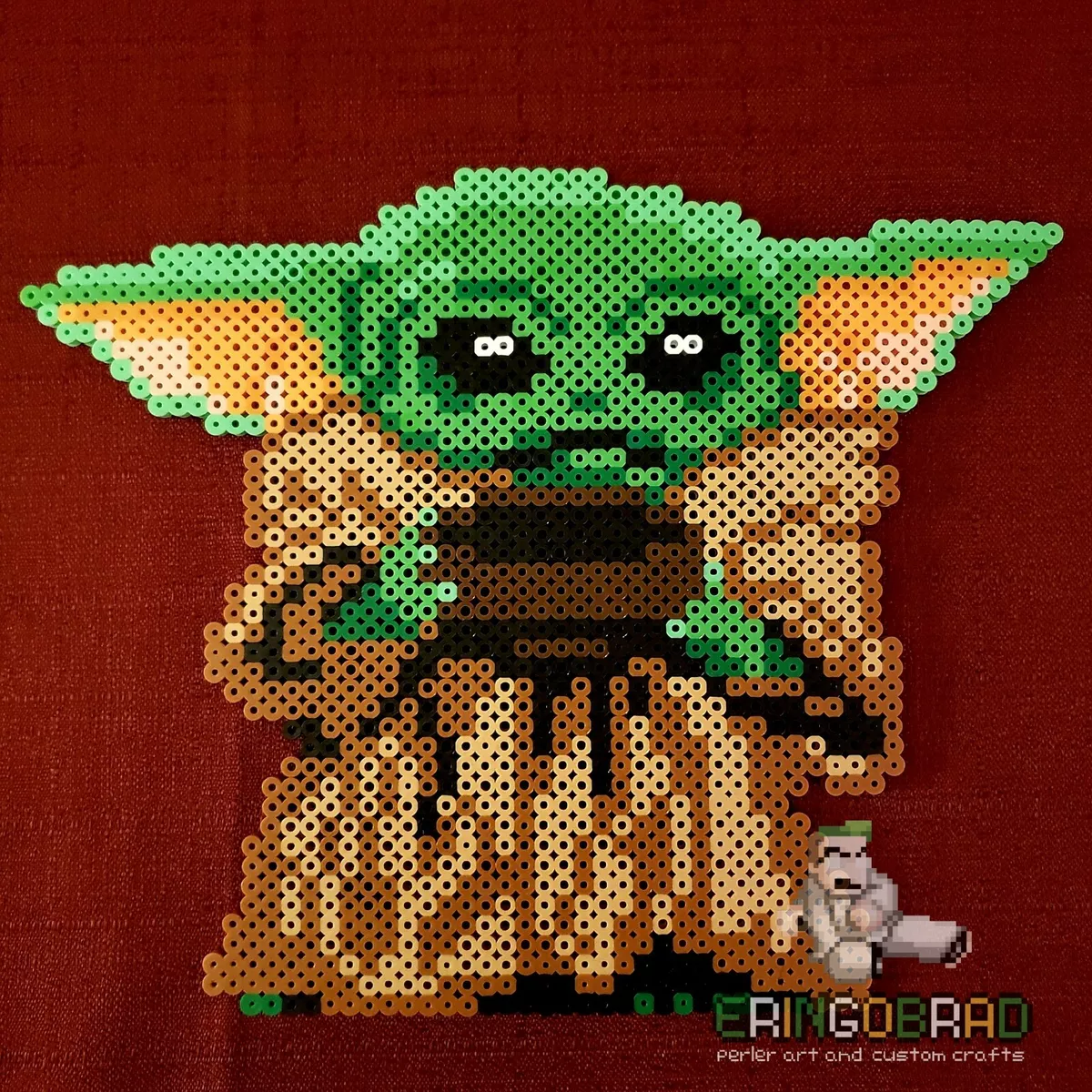 Grogu Baby Yoda mandalorian star wars disney custom 8 bit perler bead art