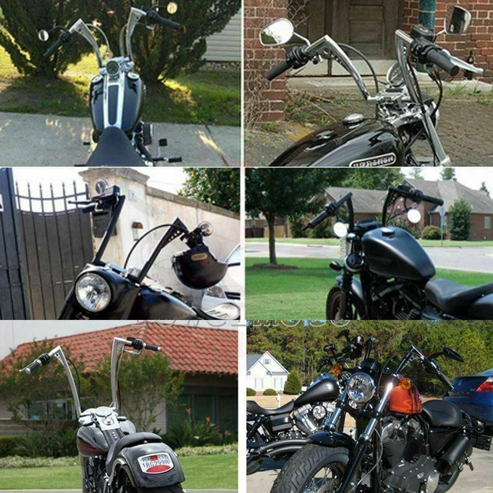 12" Ape Hanger Handlebar For Harley FLS Yamaha Road Star Virago V-Star 1100 1300 - Image 4 of 4