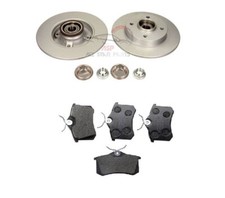 PEUGEOT 208 GTi 12-18 REAR 2 BRAKE DISCS & PADS FITTED WHEEL BEARINGS ABS RINGS*