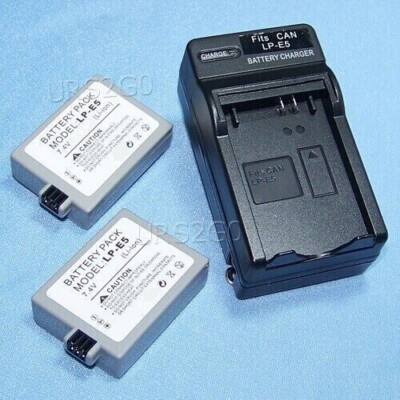 High Capacity 2x 1160mAh Battery Travel Home Charger for Canon EOS Rebel Xsi USA