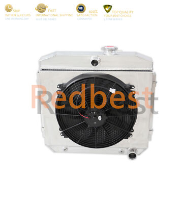 3Row Aluminum Radiator Shroud Fan For 1955-1957 56 Chevy Bel-Air Nomad V8 CU5057