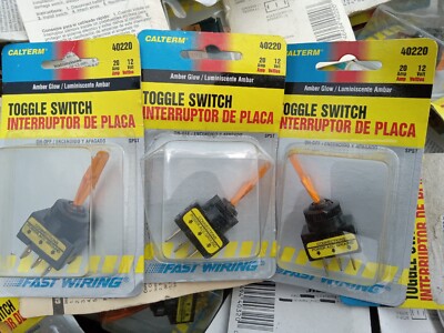 Lot Of 3 New Universal Calterm 40220 Amber Glow Toggle Switch 20Amp Trl7