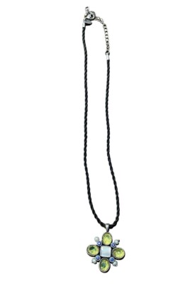 Lia Sophia Bloommates Blue Green Pendant Necklace Excellent Condition