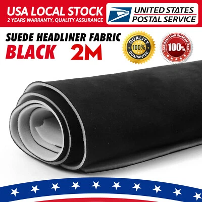HOMCHEK Suede Headliner Black Fabric Material 80" Car Interior Ceiling Upholstery 60" W
