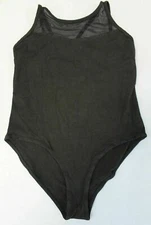 IEFIEL Girl's Mesh Panel Strappy Back Dance Bodysuit LV5 Black Size 3XL NWT