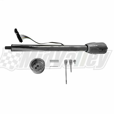 32'' Chrome Tilt Manual Steering Column w/ 9 Hole Wheel Adapter No Key Stainless