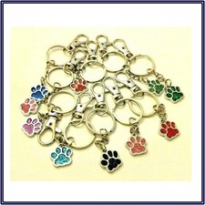 New Dog Cat Animal Paw Keychain Key Clip Ring Color Enamel Bag Charm Decore