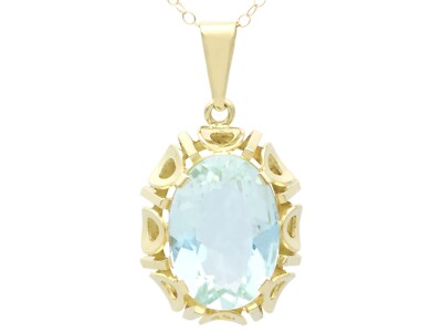Vintage Aquamarine and 14ct Yellow Gold Pendant Circa 1950