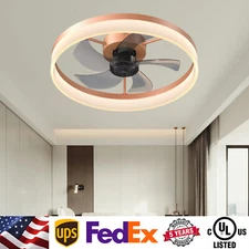 20 in Ceiling LED Fan Light Kit With App & Remote Control 3 Color Dimmable Gold