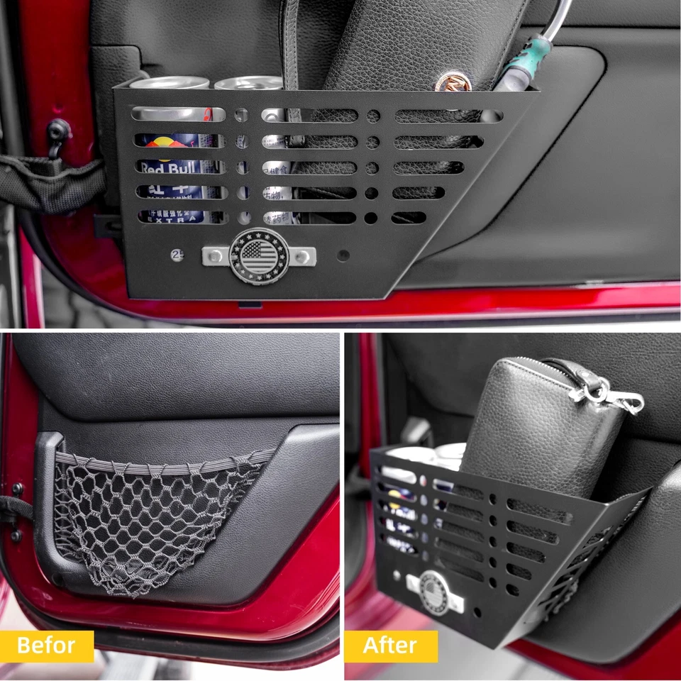 Wrangler JK Metal Front Side Door Pocket Storage Box for jeep Wrangler 2011-2018 Foto 3 de 4